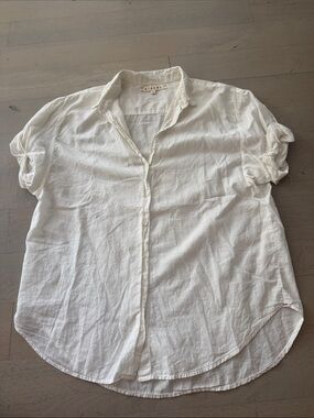 XiRENA Oversized White Short Sleeve Blouse